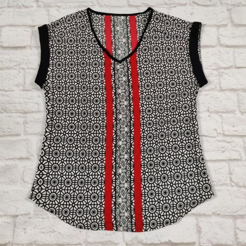 Black and Red Geometric Women's Blouse